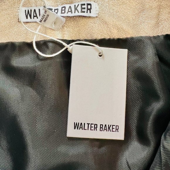 Walter Baker Luxury Haley Silver Metallic A-line Lambskin Leather Mini Skirt - Picture 12 of 15